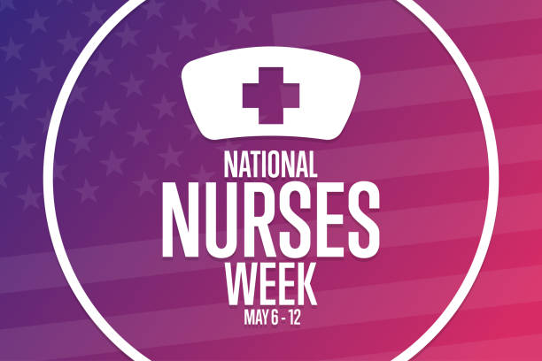 ilustrações de stock, clip art, desenhos animados e ícones de national nurses week. may 6 - 12. holiday concept. template for background, banner, card, poster with text inscription. vector eps10 illustration. - 6 12 months illustrations