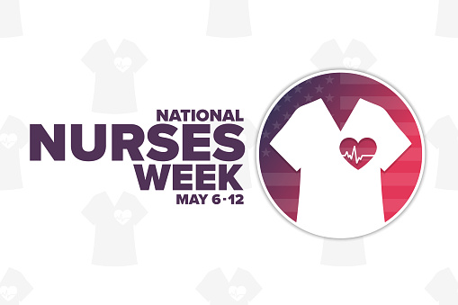 National Nurses Week. May 6 - 12. Holiday concept. Template for background, banner, card, poster with text inscription. Vector EPS10 illustration