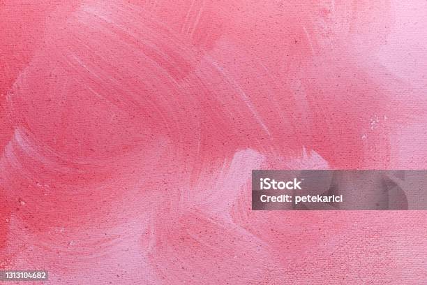 Pink Background Painting On Canvas Acrylic Painting Stock Photo - Download Image Now