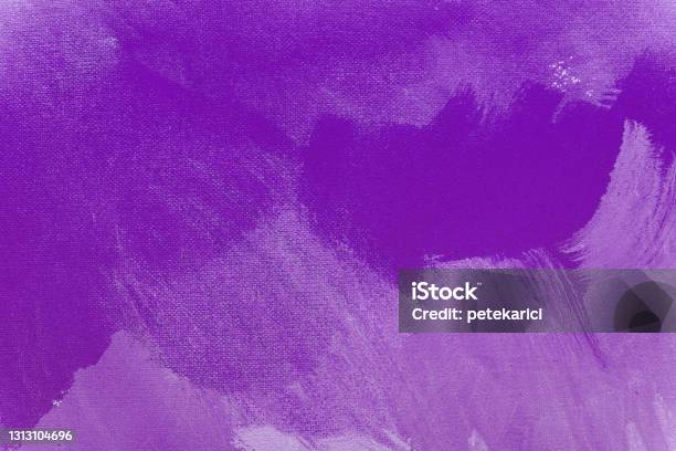 Purple Background Painting On Canvas Acrylic Painting Stock Photo - Download Image Now