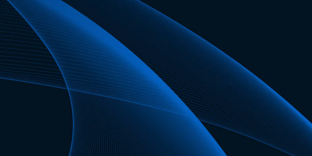 istock Abstract dark blue minimal background. Long banner business template with dynamic wavy line 1313105576