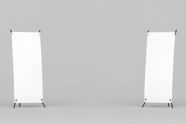 istock Blank white metallic outdoor advertising stand 1313106864