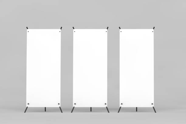 istock Blank white metallic outdoor advertising stand 1313106873
