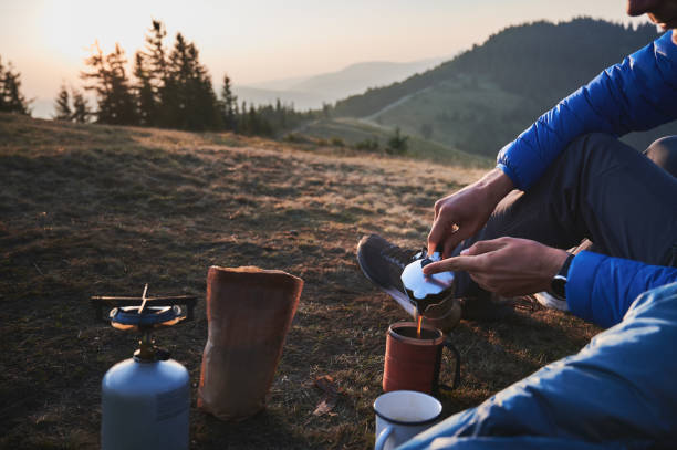 istock Morning coffee break outdoors in the mountains. 1313110213