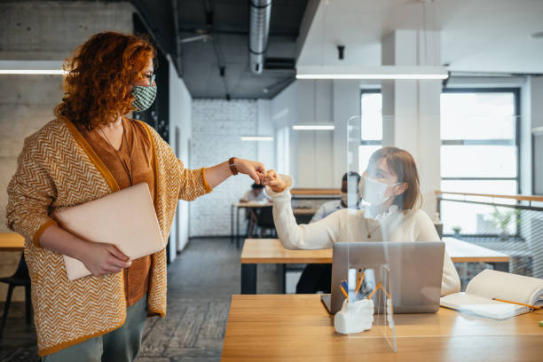 istock Business people greeting during COVID-19 pandemic 1313112657