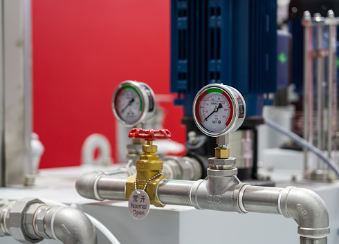gas regulator and pipe network in laboratory