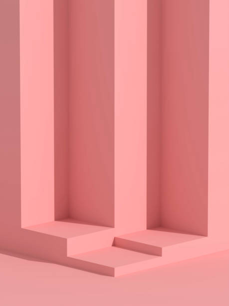 istock 3D Scene - A luxury product shelf with a pink floor / 3D Render 1313115152