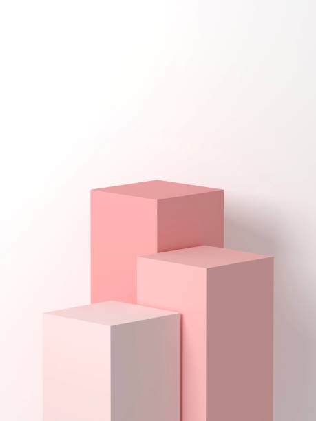 istock 3D Scene - 3D Scene - Pink Pastel Step Ladder Pallet With white as background / 3D Render / 3D Render 1313115162