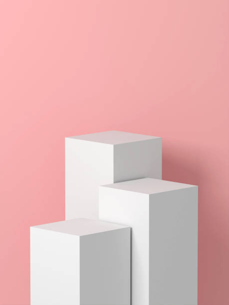 istock 3D Scene - White Step Ladder Pallet With pastel pink as background / 3D Render 1313115169