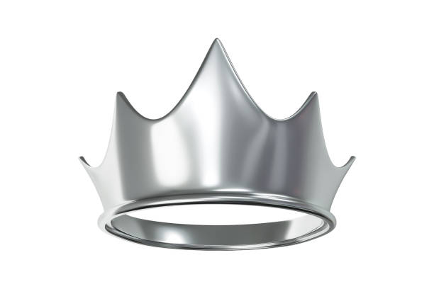 istock Platinum or silver crown isolated on white background with premium vip class concept. 3D rendering. 1313115580