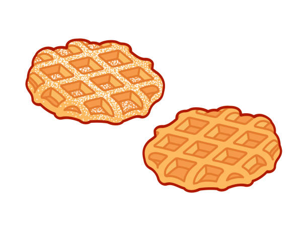 ilustraciones, imágenes clip art, dibujos animados e iconos de stock de waffles de la lieja belga de dibujos animados - waffle belgian waffle belgian culture isolated