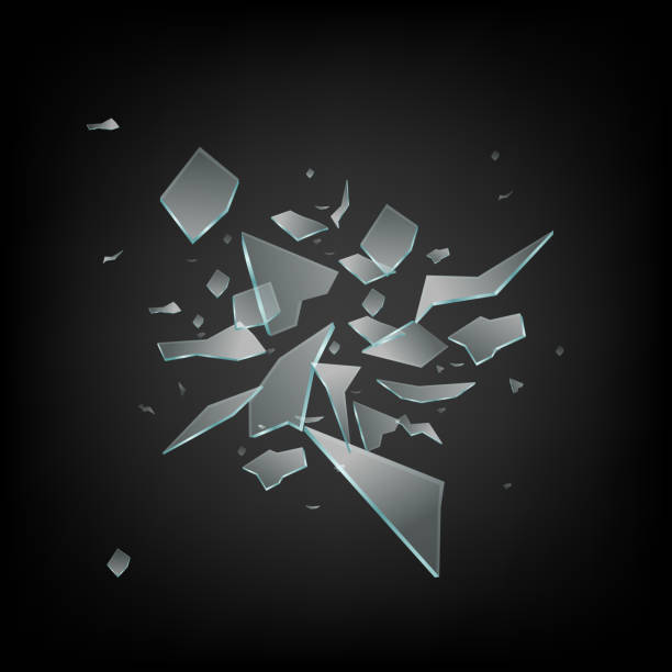istock Mockup of glass shards flying apart, realistic vector illustration isolated. 1313123946