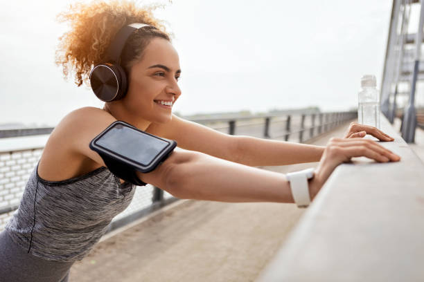 istock Girl on a bridge getting ready for jogging 1313126610