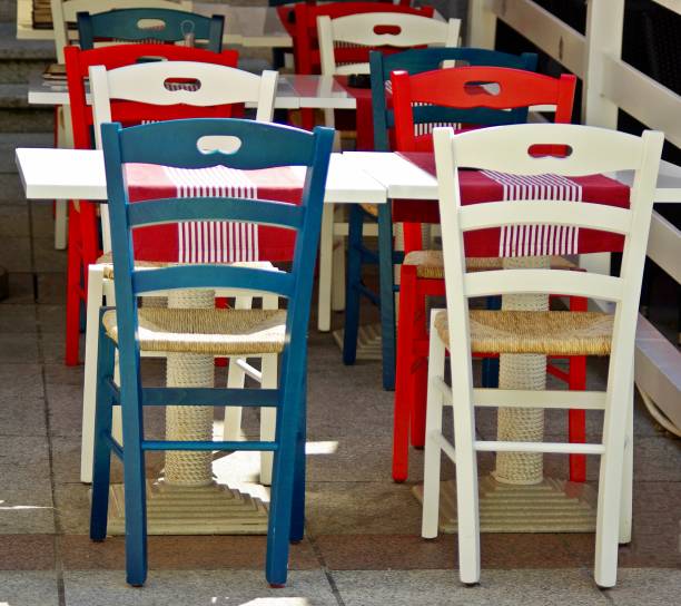 Colorful chairs in the bistro