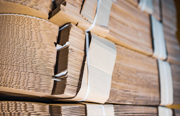 istock Close-up sides of stacks of cardboard folded 1313131368