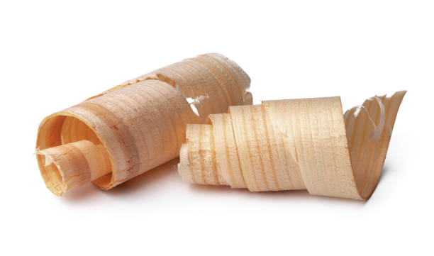 istock Wood shavings isolated on white background 1313133543