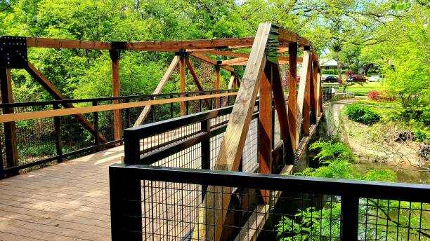 istock Bridge Crossing River in Prairie View Park for Hiking 1313136773
