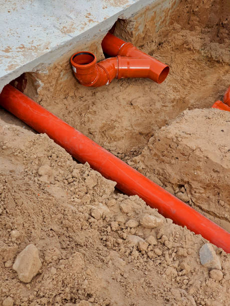 istock Plastic pipes for sewerage ,on the building site 1313138375