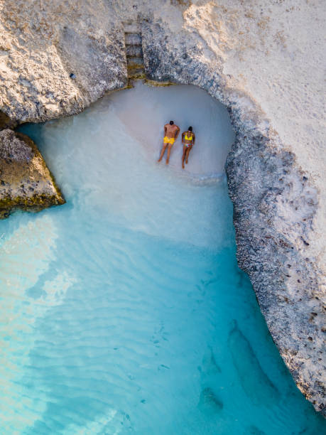 istock Tres Trapi Steps Triple Steps Beach, Aruba completely empty, Popular beach among locals and tourists, crystal clear ocean Aruba 1313138520