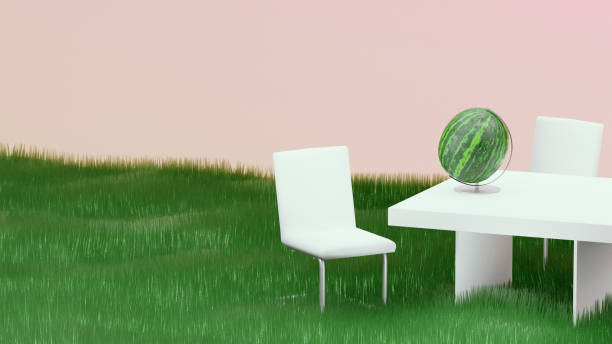 istock 3D illustration, 3D rendering. Futuristic office with globe 1313139445