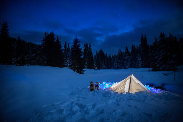 Man spending vacation in the nature during coronavirus pandemic. Using technologies  to talk online with friends.