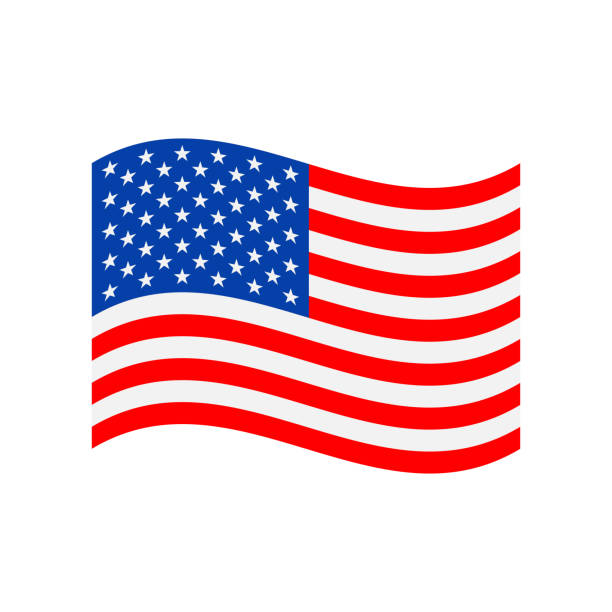 ilustraciones, imágenes clip art, dibujos animados e iconos de stock de ilustración vectorial de icono de bandera de estados unidos - onda - american flag