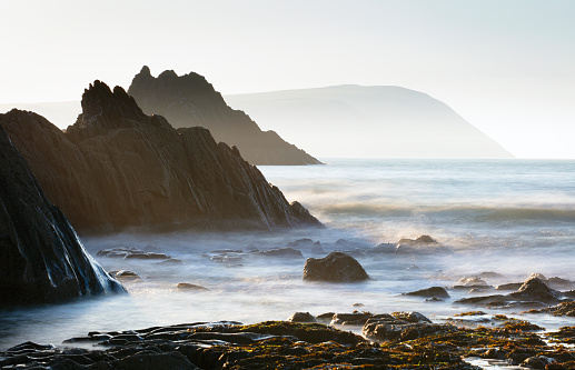 Rocky coastline in Pembrokeshire national park, Wales