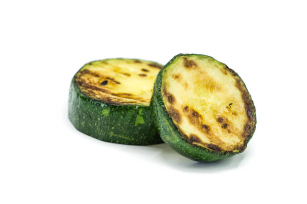 istock Grilled zucchini isolated on white background 1313152233