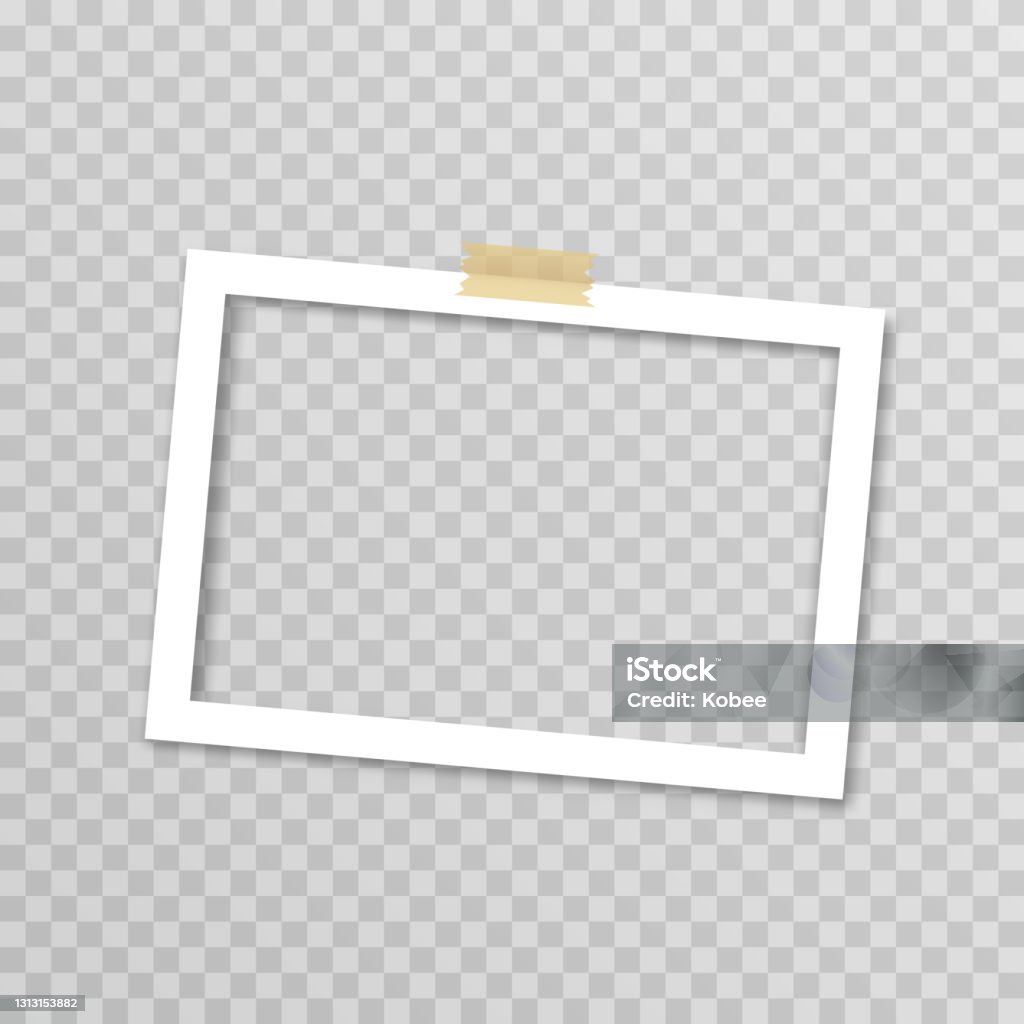 Vector photo frame with duct tape. Photo frame on isolated transparent background. Photo. Vector photo frame with duct tape. Photo frame on isolated transparent background. Photo. Vector. Picture Frame stock vector