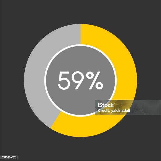 59 Percent 59 Percent Circle Percentage Diagram On Black Background Vector ...
