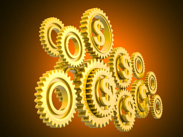istock Gear with global currency 1313158009
