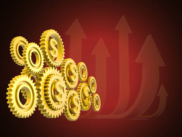 istock Gear with global currency 1313158516