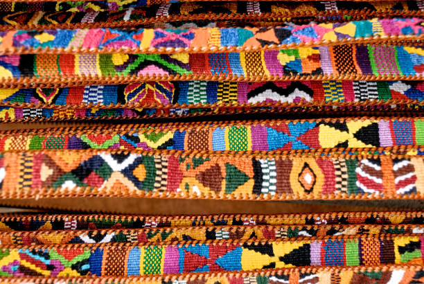 Hand loomed cotton BELTS in traditional pattern for sale in the Street Market - Antigua - Guatemala