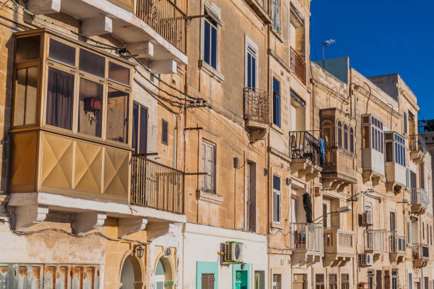 istock Typical Maltese balconies gallarija in Senglea town, Mal 1313162635