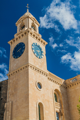 Clock tower in Birgu town, Malta