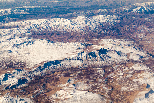Aerial view of mountains near Khorramabad, Iran