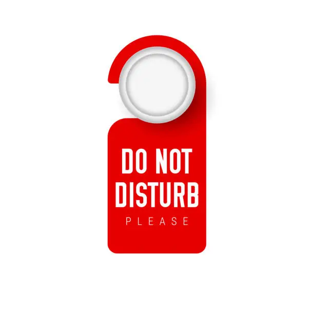 Vector illustration of Do not disturb red hotel sign. Vector illustration 3D