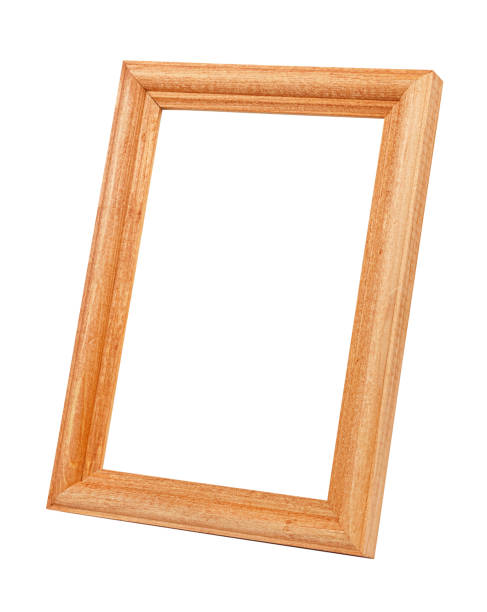 istock Vertical standing empty ginger wooden frame for photo or painting isolated on white background 1313176645