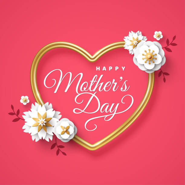 розовые матери день сердце кадр цветы - rose mothers day flower pink stock illustrations