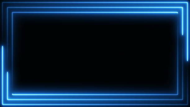 istock Blue neon frame light line running loop square black overlay, Place it over your footage in add or screen mode or use as background. 1313177351