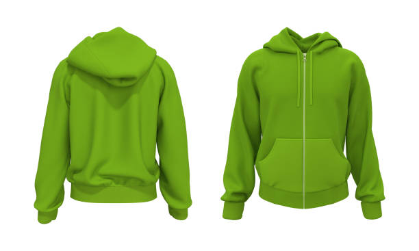 istock Blank hooded sweatshirt mockup with zipper in front and back views. 1313184807