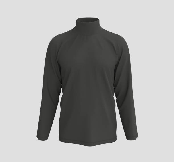 Long-sleeve turtleneck shirt mockup Longsleeves turtleneck shirt mockup, 3d rendering, 3d illustration high collar stock pictures, royalty-free photos & images
