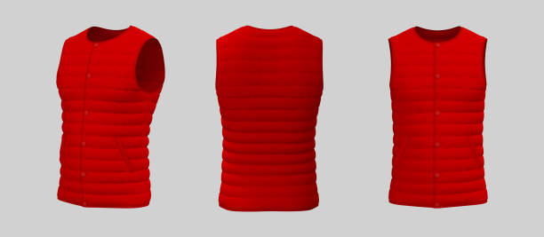 istock Vest puffer jacket mockup in front, side and back views 1313185802