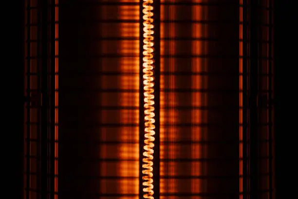 Photo of Close up of an electric heater coil with grill protection