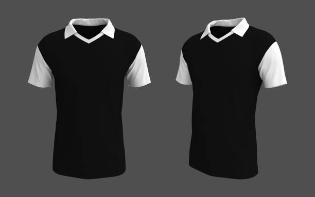 istock Blank collared shirt mockup in front, and back views 1313185953