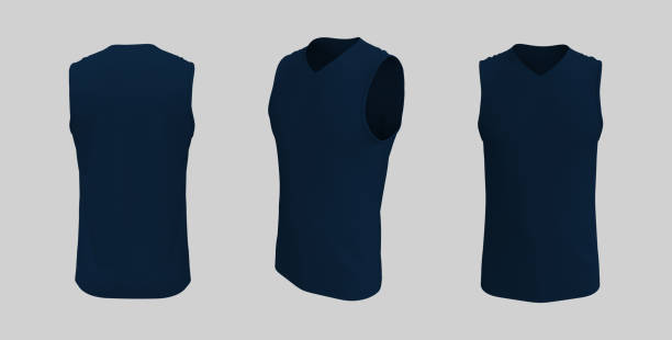 istock Blank v-neck sleeveless t-shirt mockup in front, side and back views 1313186772