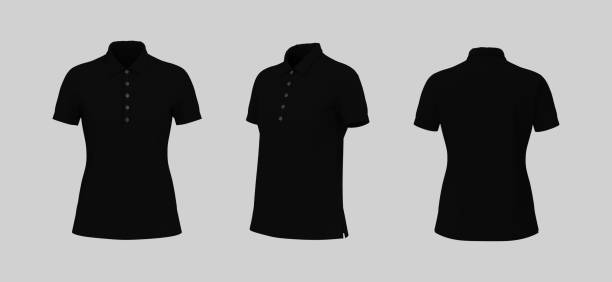 istock Blank collared shirt mockup, front, side and back views, tee design presentation for print 1313186853