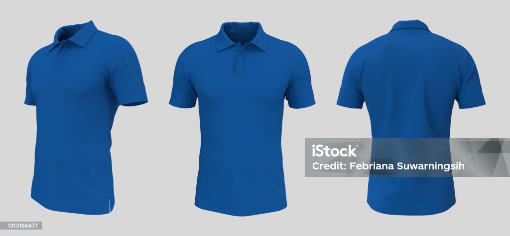 Blank Collared Shirt Mockup In Front Side And Back Views Tee Design ...