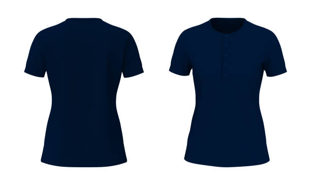 istock Blank short sleeve henley t-shirt mockup, front and back views 1313187836