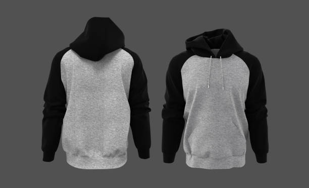 istock Blank raglan hooded sweatshirt mockup for print, isolated on grey background 1313187881